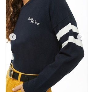 Sorry Not Sorry Varsity-Stripe sweater